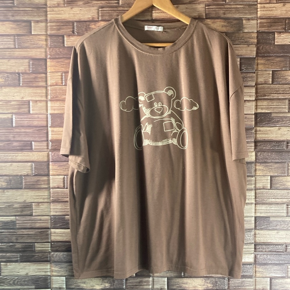 Mens Pre Owned 2XL RomWe Teddy Bear Brown T Shirt